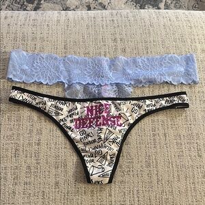 Victoria's Secret Blue and Black Thong Bottoms